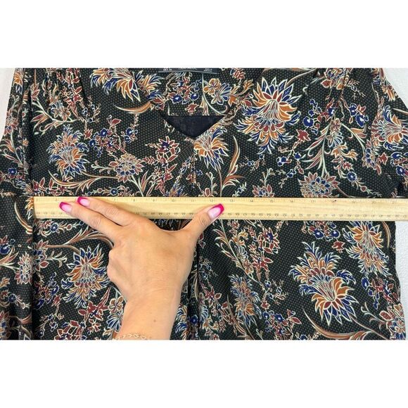 Zara Trafaluc Designer ZARA Floral Long Sleeve Printed Shirt Lined Dress Large - Picture 7 of 8